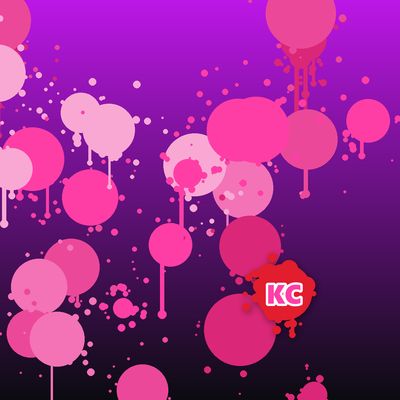 Round pink paint splatter sticker – Violet To Black gradient