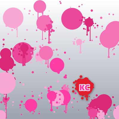 Round pink paint splatter sticker – White Grey gradient