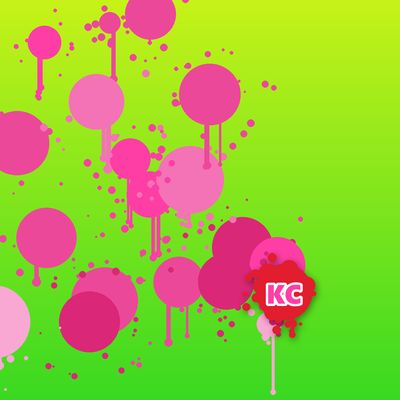 Round pink paint splatter sticker – Yellow Green gradient