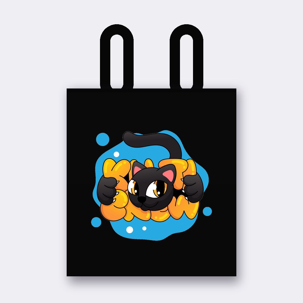 Black Cat Blue Splash tote bag – black