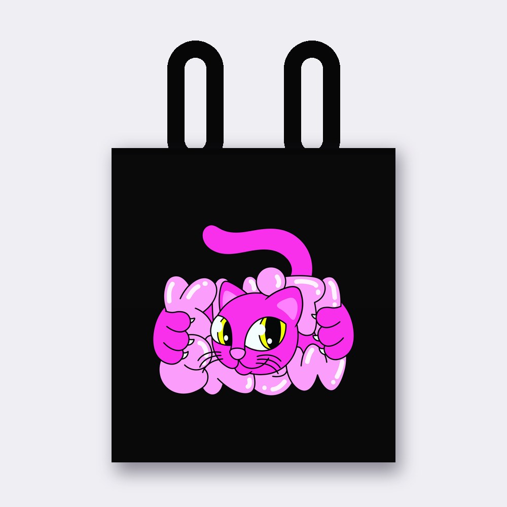 Hot Pink Bubble Cat tote bag – black