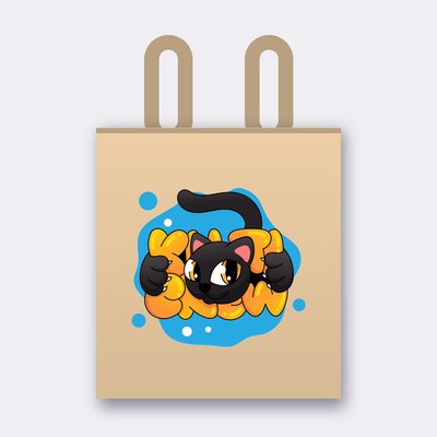 Black Cat Blue Splash tote bag – Oyster