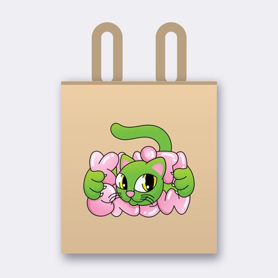 Green Bubble Cat tote bag – Oyster