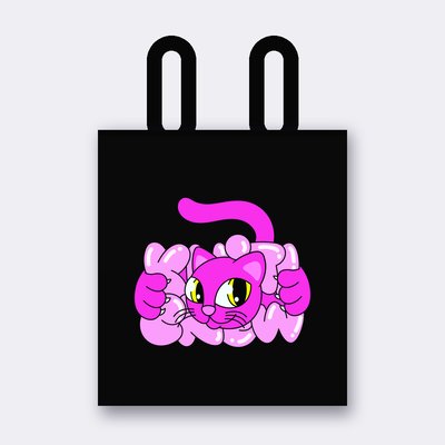 Hot Pink Bubble Cat tote bag – Black
